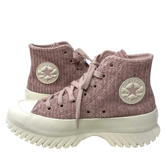 Converse Chuck Taylor Lugged 2.0 High Top Velour Pink Women's Sneakers A03243C - Picture 2 of 7
